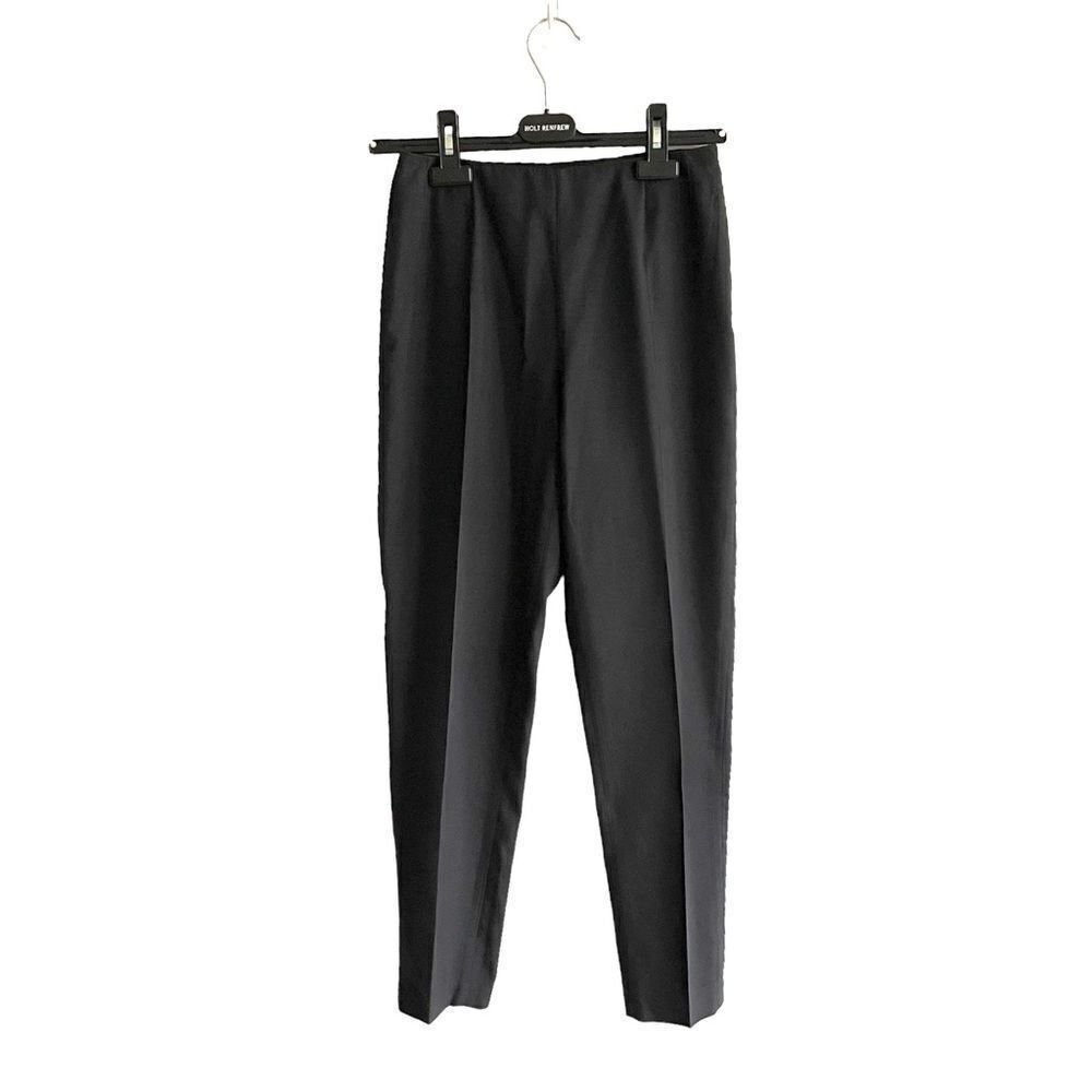 MAXMARA Silk Cotton Clean Front Slim Pants Trousers Black 2